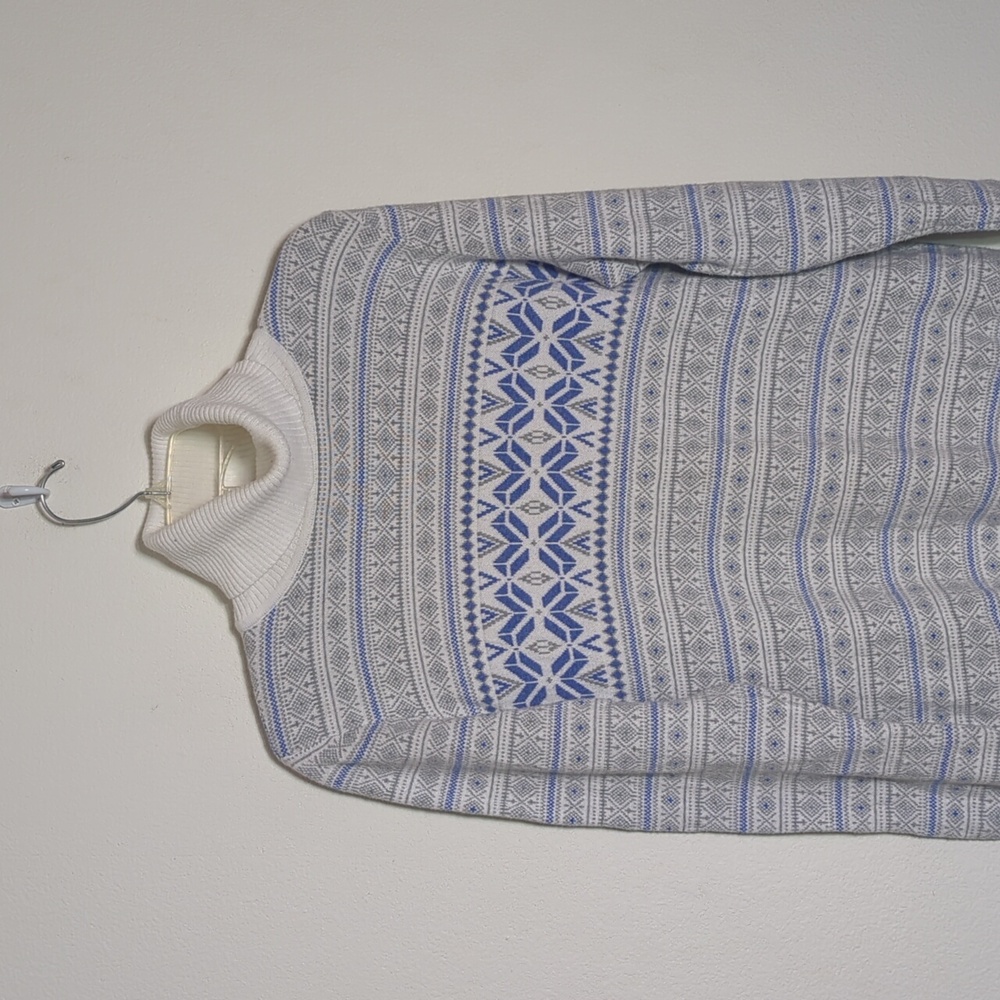 LL Bean Womens Turtleneck Sweater‎ Fair Isle Cashmere Cotton Snowflake Medium - Picture 2 of 11